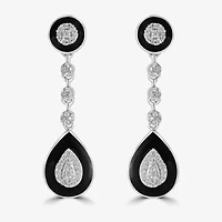 Diamonart Womens Cubic Zirconia Sterling Silver Pear Drop Earrings