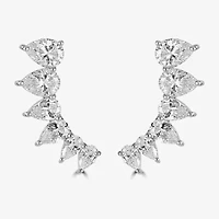 Diamonart Womens 5 CT. T.W. Cubic Zirconia Sterling Silver Pear Ear Climbers