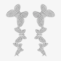 Diamonart Womens 1 1/2 CT. T.W. Cubic Zirconia Sterling Silver Butterfly Ear Climbers