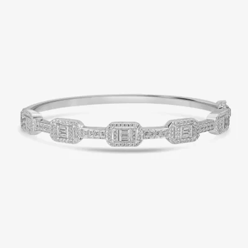 Diamonart Womens 2 1/3 CT. T.W. Cubic Zirconia Sterling Silver Rectangular Bangle Bracelet