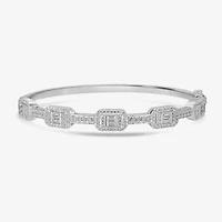 Diamonart Womens 2 1/3 CT. T.W. Cubic Zirconia Sterling Silver Rectangular Bangle Bracelet