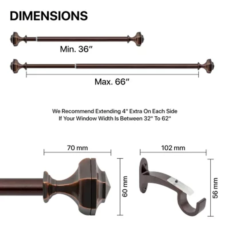 Deco Window Hexagon 3/4 IN Curtain Rod