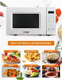 COMMERCIAL CHEF 0.7 Cu. Ft. Countertop Microwave with Digital Display White Microwave with 10 Power Levels