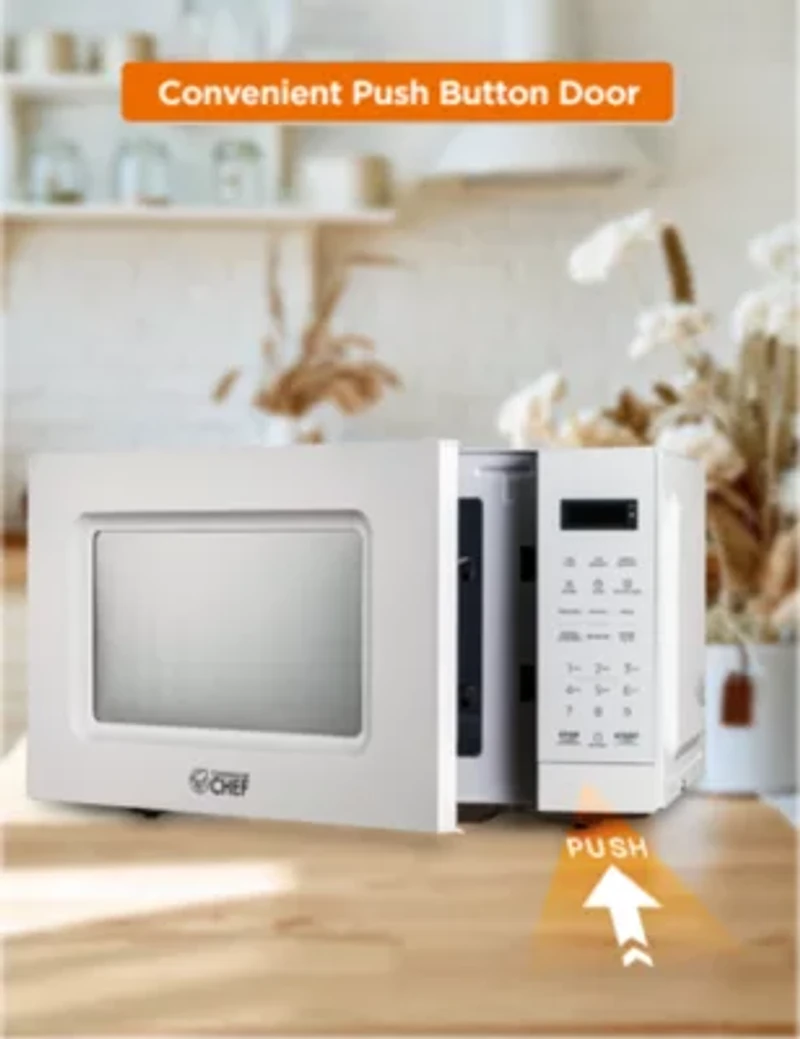 COMMERCIAL CHEF 0.7 Cu. Ft. Countertop Microwave with Digital Display White Microwave with 10 Power Levels