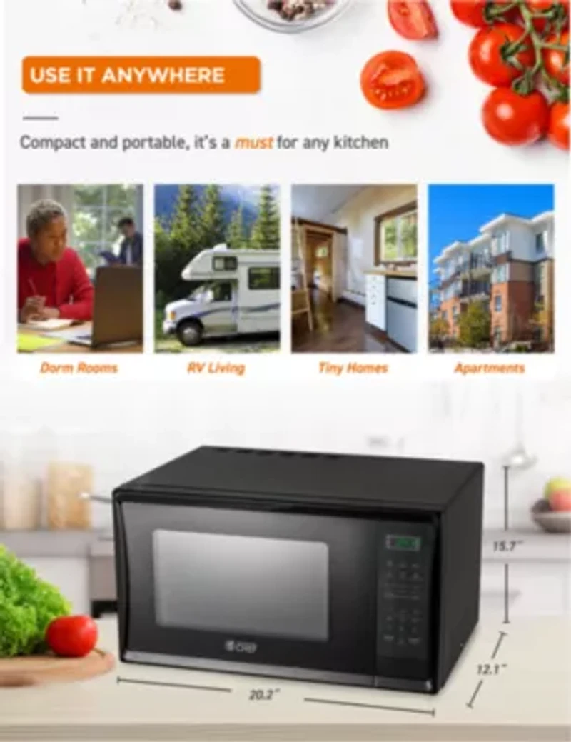 COMMERCIAL CHEF Cu. Ft. Countertop Microwave with Digital Display Black Microwave & 10 Power Levels