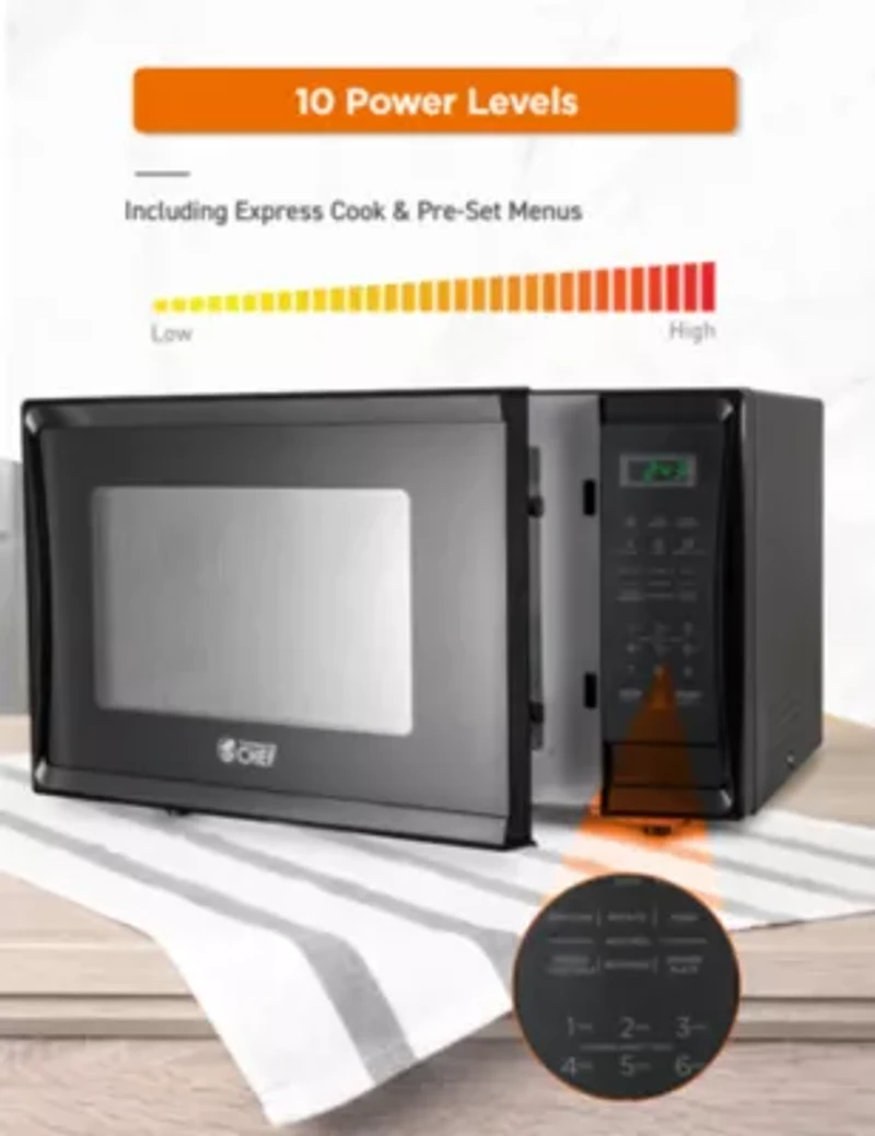 COMMERCIAL CHEF Cu. Ft. Countertop Microwave with Digital Display Black Microwave & 10 Power Levels