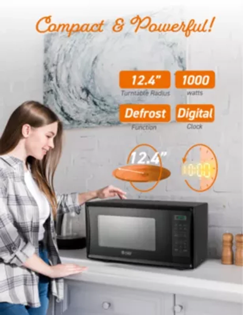COMMERCIAL CHEF Cu. Ft. Countertop Microwave with Digital Display Black Microwave & 10 Power Levels