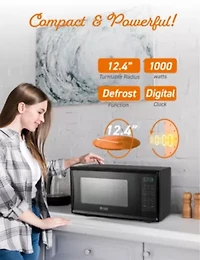 COMMERCIAL CHEF Cu. Ft. Countertop Microwave with Digital Display Black Microwave & 10 Power Levels