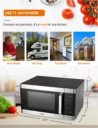 COMMERCIAL CHEF 1.6 Cu. Ft. Countertop Microwave with Touch Controls & 10 Power Levels