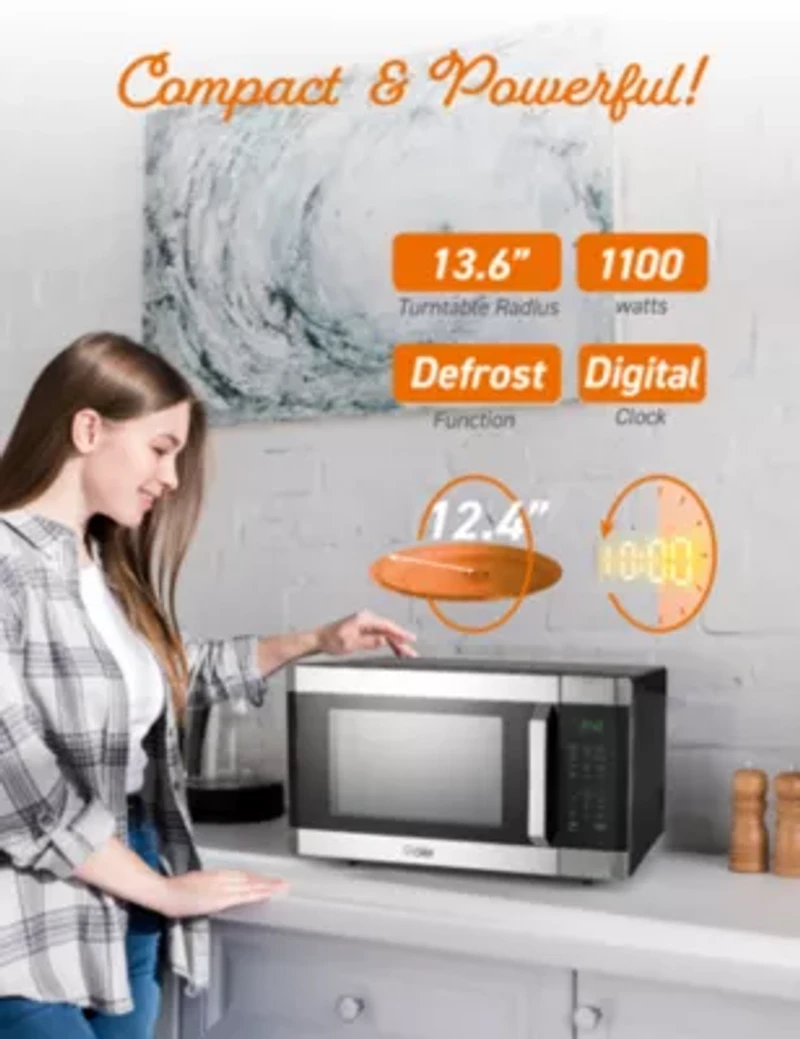 COMMERCIAL CHEF 1.6 Cu. Ft. Countertop Microwave with Touch Controls & 10 Power Levels