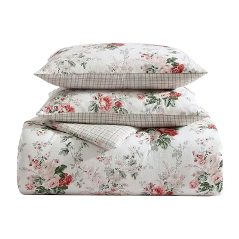 Laura Ashley Ashfield Cotton Flannel Midweight Reversible Comforter Set