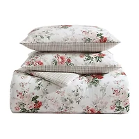 Laura Ashley Ashfield Cotton Flannel Midweight Reversible Comforter Set