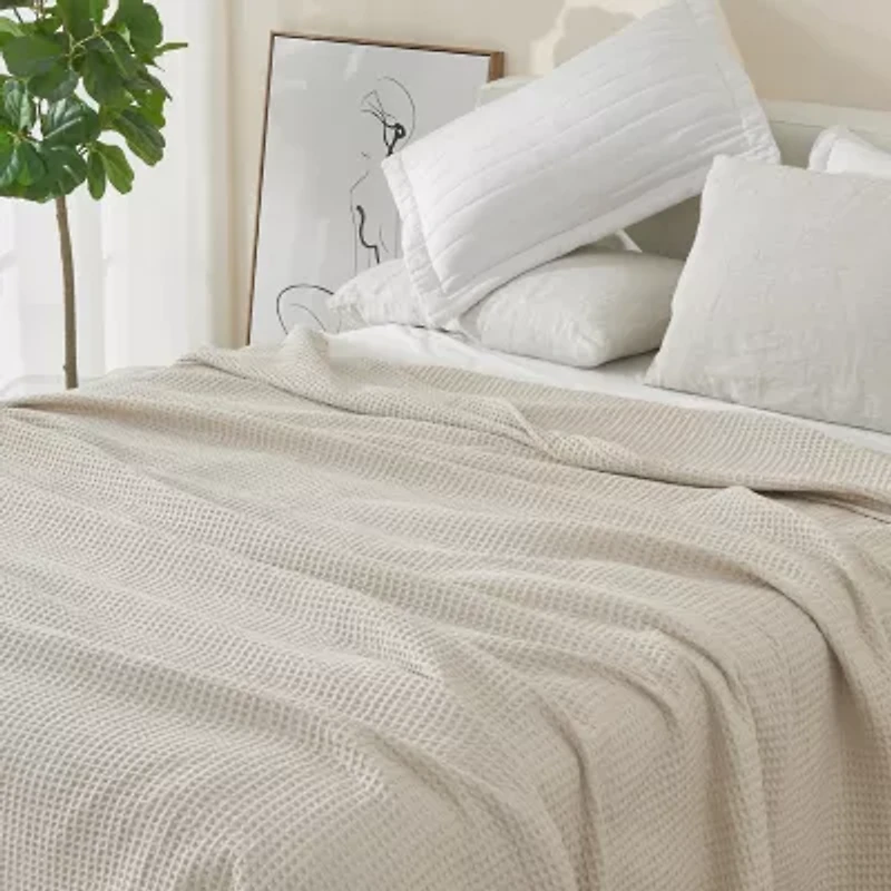 Patina Vie Maison Cotton Waffle Weave Throw Blanket