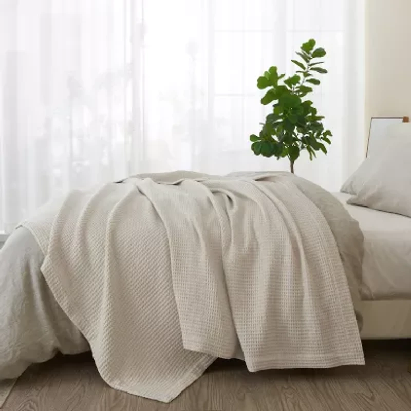 Patina Vie Maison Cotton Waffle Weave Throw Blanket