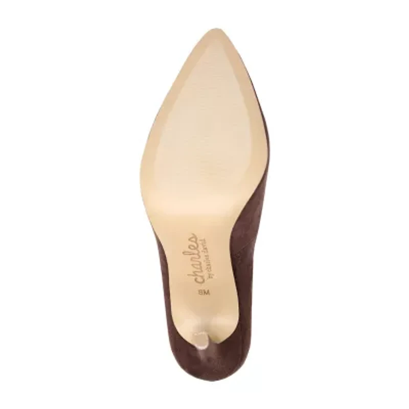 Charles By David Pact Microsuede Womens Pointed Stiletto Heel Pumps