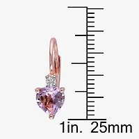 Womens Genuine Purple Amethyst 18K Rose Gold Over Silver Heart Drop Earrings