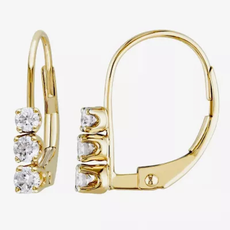 Womens 1/4 CT. T.W. Natural White Diamond 14K Gold 14.4mm Hoop Earrings