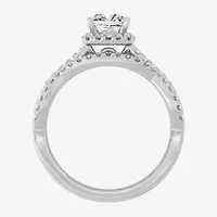 Signature By Modern Bride (H-I / Si1-Si2) Womens 1 1/ CT. T.W. Lab Grown White Diamond 10K Gold Side Stone Halo Bridal Set