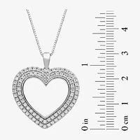 Womens 1/2 CT. T.W. Lab Grown White Diamond Sterling Silver Heart 18 Inch Pendant Necklace