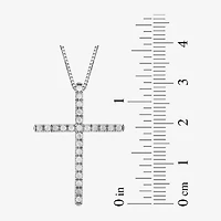 Womens 1/4 CT. T.W. Lab Grown White Diamond Sterling Silver Cross 18 Inch Pendant Necklace