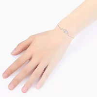 Hallmark Diamonds Womens 1/10 CT. T.W. Natural White Diamond Sterling Silver Bolo Bracelet