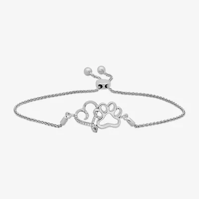 Hallmark Diamonds Womens 1/10 CT. T.W. Natural White Diamond Sterling Silver Bolo Bracelet