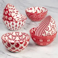 Certified International Peppermint Candy 6-pc. Porcelain Ice Cream Bowl