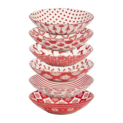 Certified International Peppermint Candy 6-pc. Porcelain Soup Bowl
