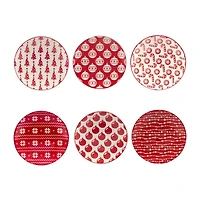 Certified International Peppermint Candy 6-pc. Porcelain Appetizer Plate