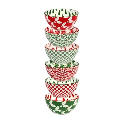 Certified International Winter Medley 6-pc. Porcelain Ice Cream Bowl
