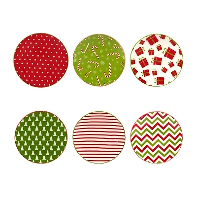 Certified International Holiday Fun 6-pc. Porcelain Appetizer Plate