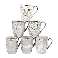 Certified International Matrix Silver 6-pc. Abstract Coffee Mug