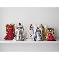 North Pole Trading Co. 12in Blue Silver Christmas Angels Figurine