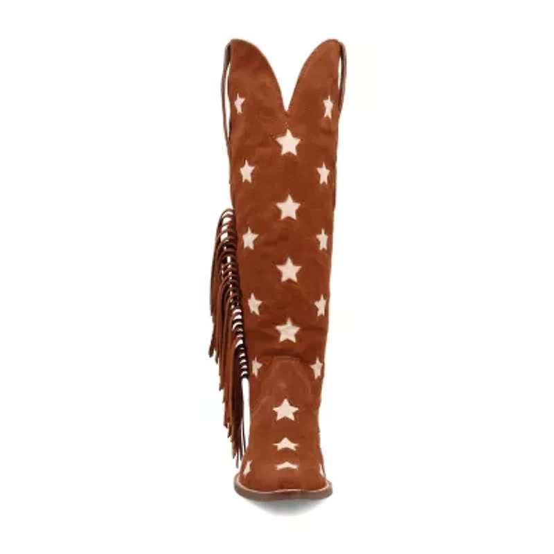 Dingo Womens Super Star Suede Stacked Heel Cowboy Boots