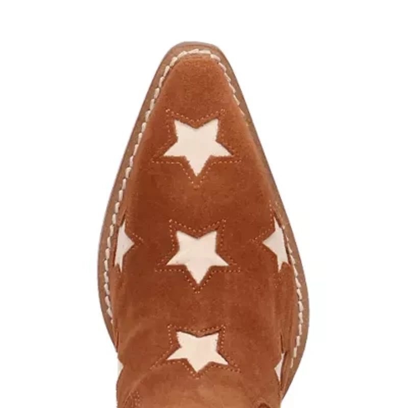Dingo Womens Super Star Suede Stacked Heel Cowboy Boots