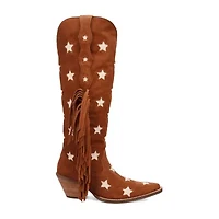 Dingo Womens Super Star Suede Stacked Heel Cowboy Boots