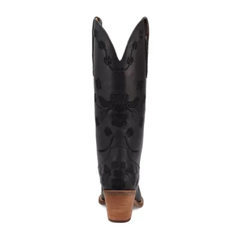 Dingo Womens Love Bug Leather Stacked Heel Cowboy Boots