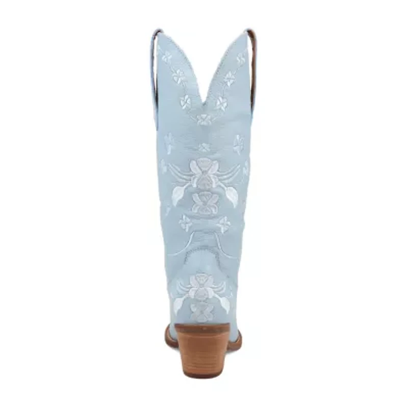 Dingo Womens Love Bug Leather Stacked Heel Cowboy Boots