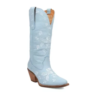 Dingo Womens Love Bug Leather Stacked Heel Cowboy Boots