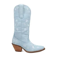 Dingo Womens Love Bug Leather Stacked Heel Cowboy Boots
