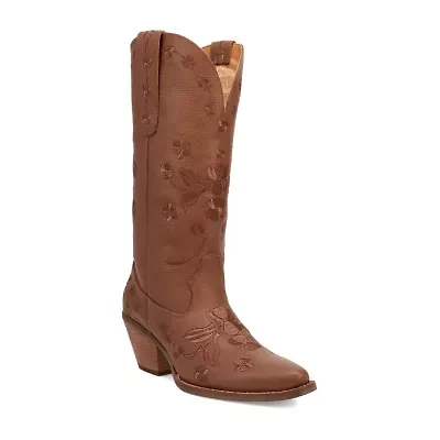 Dingo Womens Love Bug Leather Stacked Heel Cowboy Boots