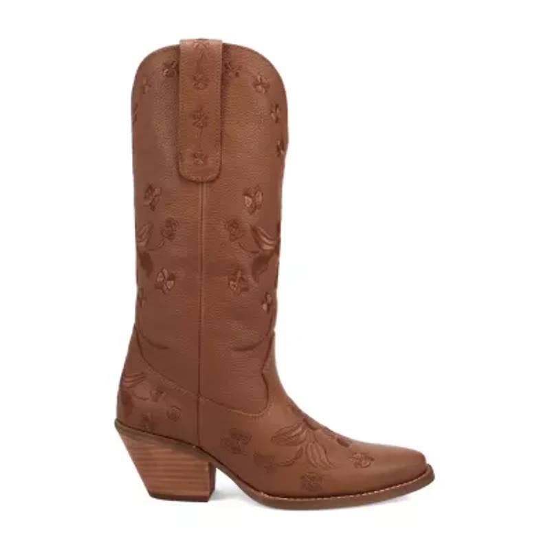 Dingo Womens Love Bug Leather Stacked Heel Cowboy Boots