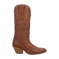 Dingo Womens Love Bug Leather Stacked Heel Cowboy Boots