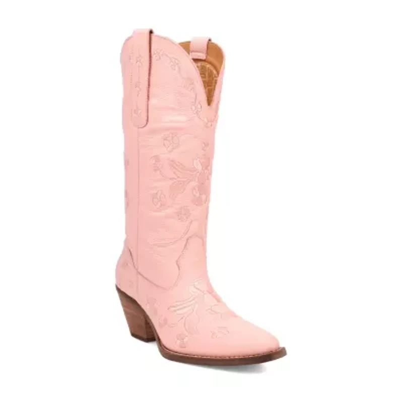 Dingo Womens Love Bug Leather Stacked Heel Cowboy Boots
