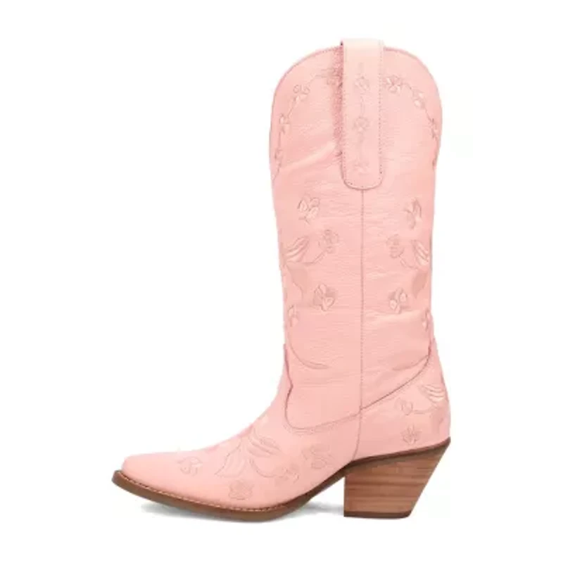 Dingo Womens Love Bug Leather Stacked Heel Cowboy Boots