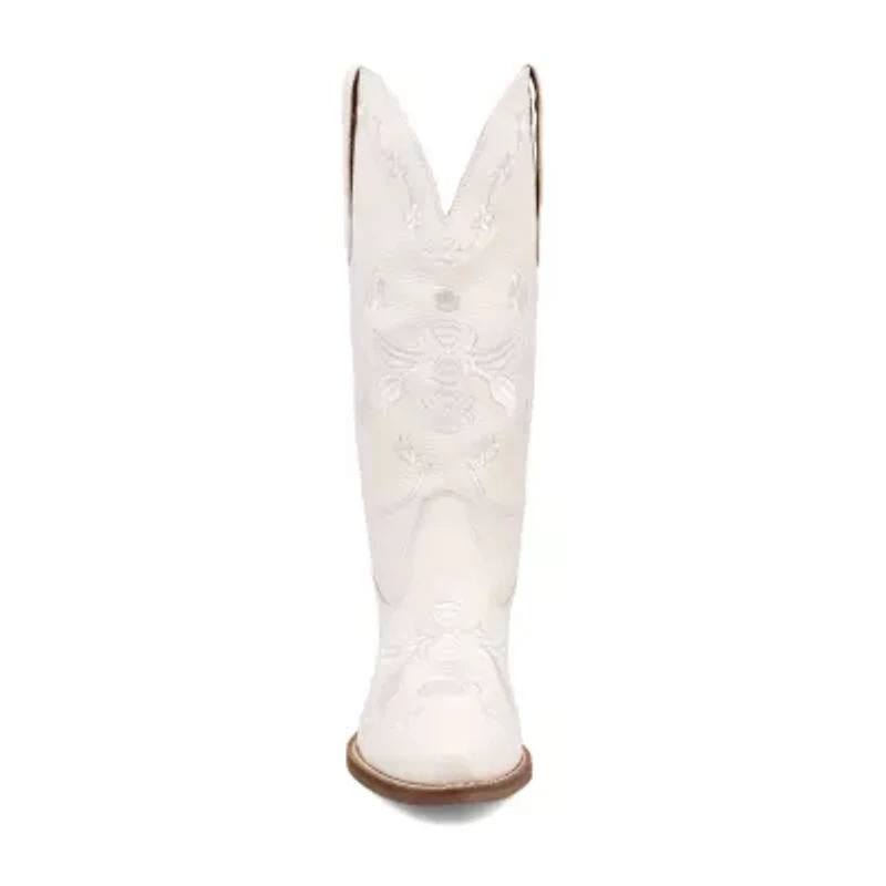 Dingo Womens Love Bug Leather Stacked Heel Cowboy Boots