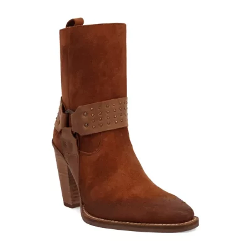 Dingo Womens Songbird Suede Stacked Heel Cowboy Boots