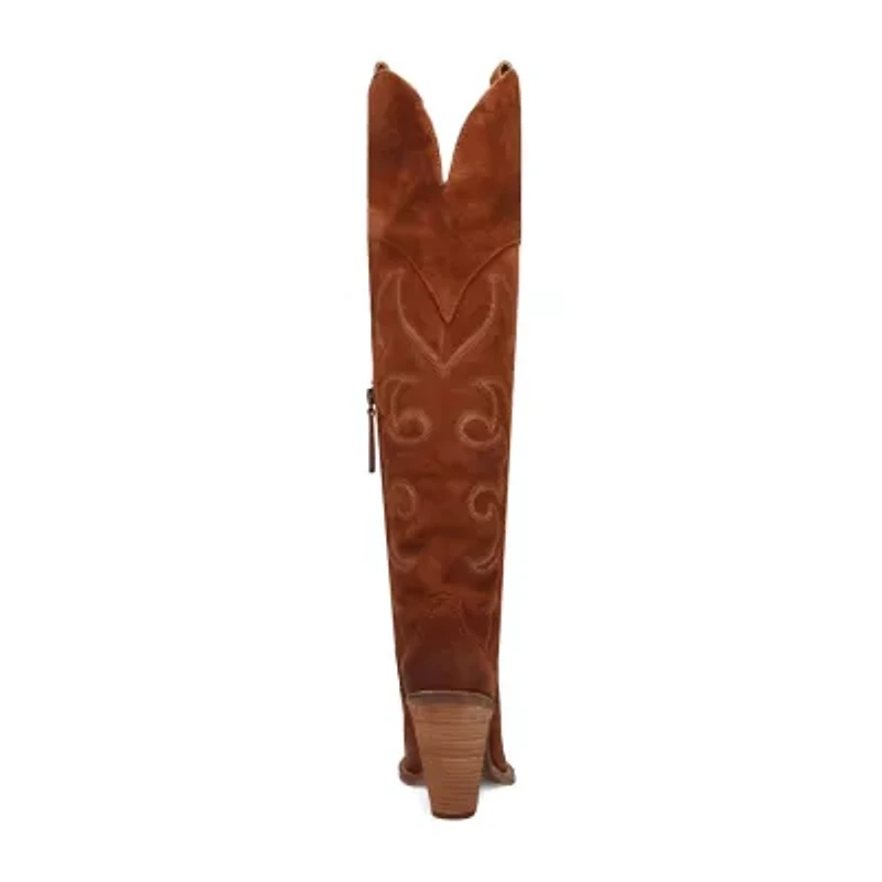 Dingo Womens Primadonna Suede Stacked Heel Cowboy Boots