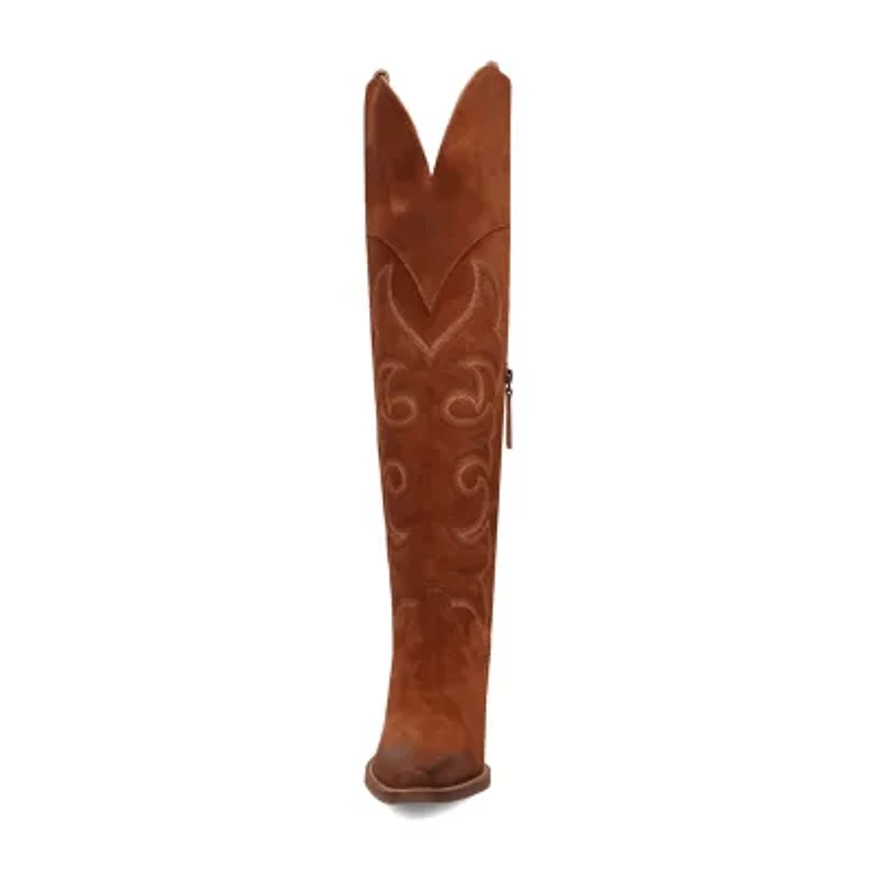 Dingo Womens Primadonna Suede Stacked Heel Cowboy Boots
