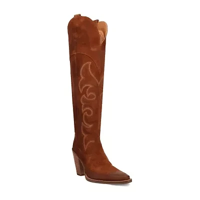 Dingo Womens Primadonna Suede Stacked Heel Cowboy Boots